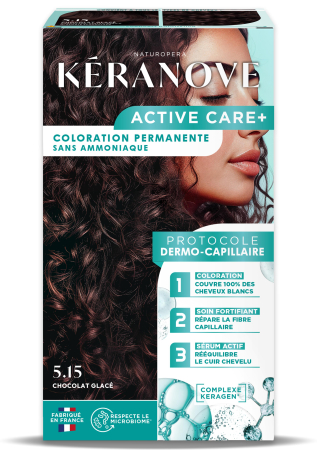 Vopsea pentru par - Vopsea permanenta pentru par, fara amoniac, 100% acoperire fire albe, ciocolatiu Keranove