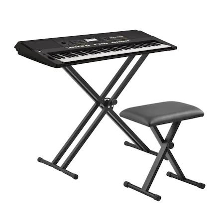 Scaun pentru Orga cu Inaltime Reglabila, Confort Sporit, Design Stabil, 52 / 55 / 57 cm, Pliabil, Usor de Depozitat, Protectie Podea, Negru [4]