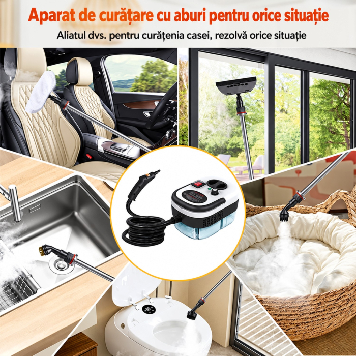 Aparat Profesional de Curatare cu Aburi 2500W, 105°C, Reglaj 6 Trepte, Degresare si Dezinfectare Rapida [5]