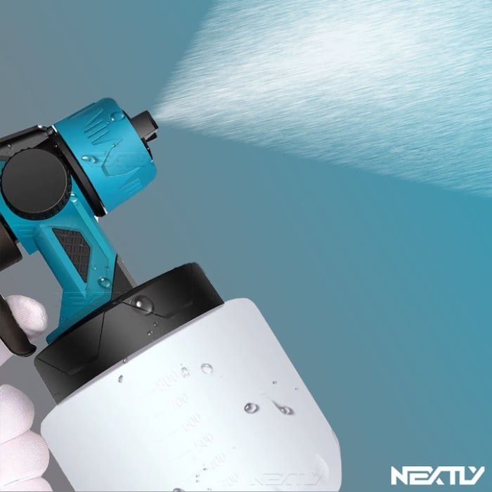 Pistol de vopsit cu acumulator, capacitate 800 ml, debit reglabil, 3 moduri de pulverizare, autonomie mare, 2 acumulatori inclusi de 48V, vascozitate 130din, debit maxim 1l/min, negru-albastru [9]