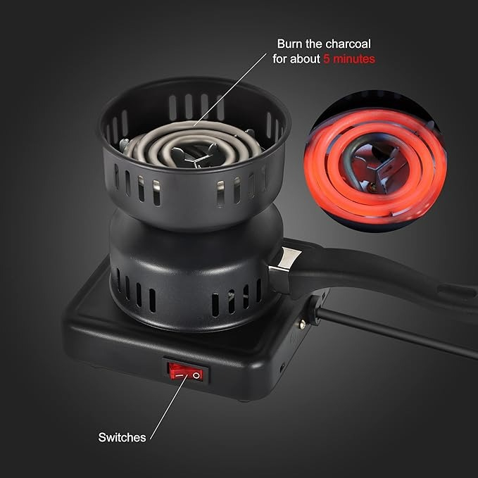 Aprinzator electric 7STAR ® pentru carbuni narghilea, tip ibric, putere 1000 W, Negru [3]