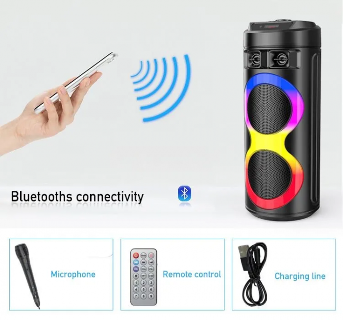 Boxa Profesionala 7STAR XL 300W, 2 Difuzoare 6.5 INCH, Autonomie Mare + Super Bass + Joc Lumini, Karaoke, Conex. Bluetooth, USB, RadioFM, Cadou Casca Bluetooth + Stick USB + Microfon [11]