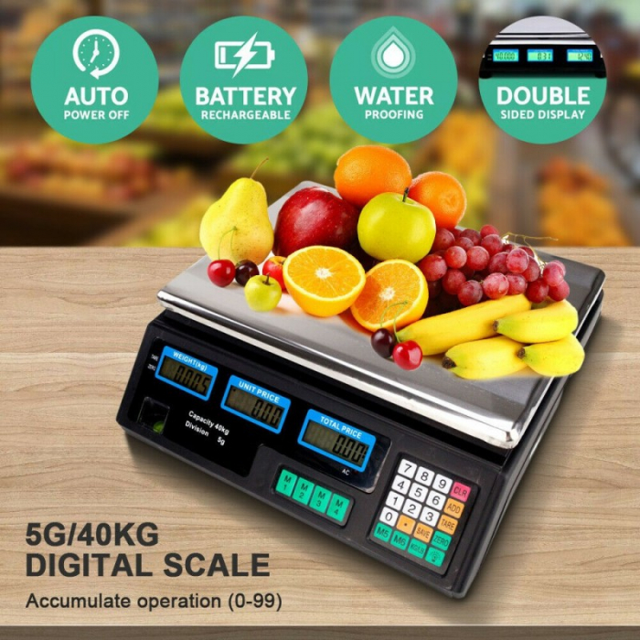 Cantar Electronic 40 kg, acumulator inclus, incarcare rapida, digital, functii multiple, afisaj dublu, autonomie mare [5]