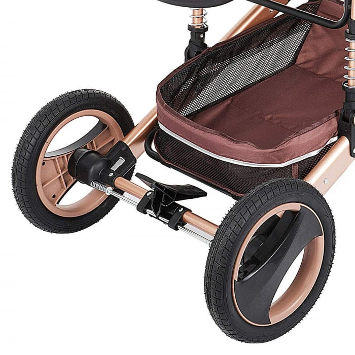 Carucior 2 in 1 pentru copii, pliabil, cu suspensii, transformabil landou-sport, 0-36 luni, cos pentru accesorii [4]