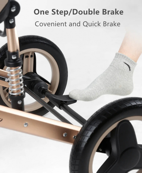 Carucior 2 in 1 pentru copii, pliabil, cu suspensii, transformabil landou-sport, 0-36 luni, cos pentru accesorii [10]