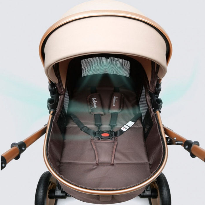 Carucior 2 in 1 pentru copii, pliabil, cu suspensii, transformabil landou-sport, 0-36 luni, cos pentru accesorii [6]