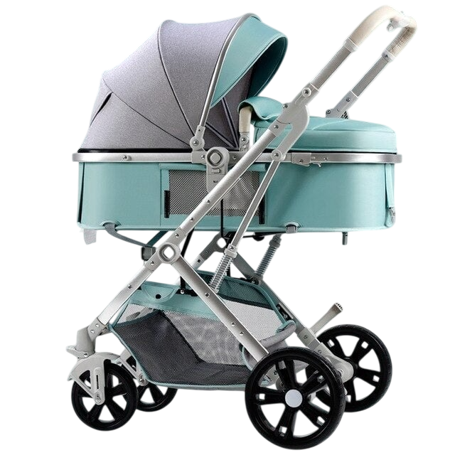 Carucior 2 in 1 pentru copii, pliabil, cu suspensii, transformabil landou-sport, 0-36 luni, cos pentru accesorii, Albastru [1]