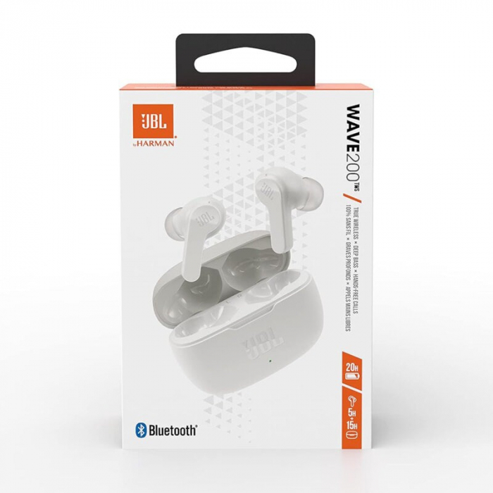 Casti audio in-ear JBL Wave 200TWS, True Wireless, Bluetooth, Deep Bass, IPX2, Touch Control, Alb [3]