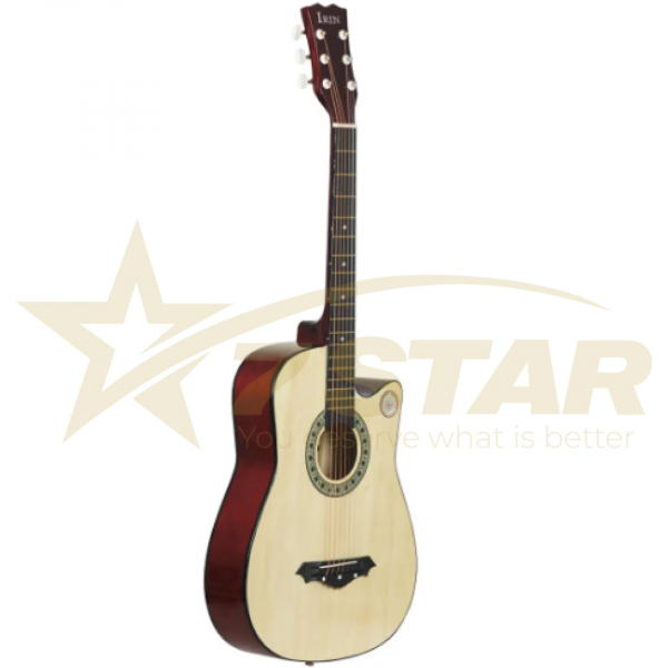 Chitara Acustica Crem/Natur 4/4 38" ( 95 x 35 cm ), pentru Incepatori si Adulti, Recomandata peste 8-10 Ani, 6 Corzi Metalice, 20 De Taste [2]