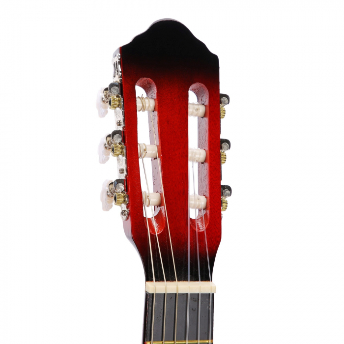 Chitara Clasica Rosu 4/4 38" ( 95 X 35 CM ), pentru Incepatori si Adulti, Recomandata peste 8-10 ani, 6 Corzi Metalice, 20 De Taste [7]