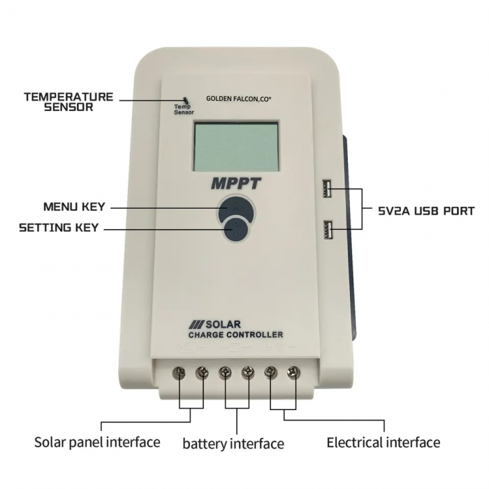 Controler/Regulator solar 60A 7STAR ® functie MPPT, 12/24V, cu afisaj LCD, protectie la polaritate inversata, protectie la supratensiune a bateriei [11]