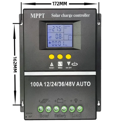 Controler solar MPPT, 12V/24V/36V/48V, 100A, multifunctional, display LCD, 7 moduri de functionare, 6 protectii functionale, Negru [6]