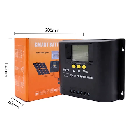 Controler solar MPPT 12V/24V/36V/48V, 60A, multifunctional, display LCD, 7 moduri de functionare, 6 protectii functionale, Negru [6]