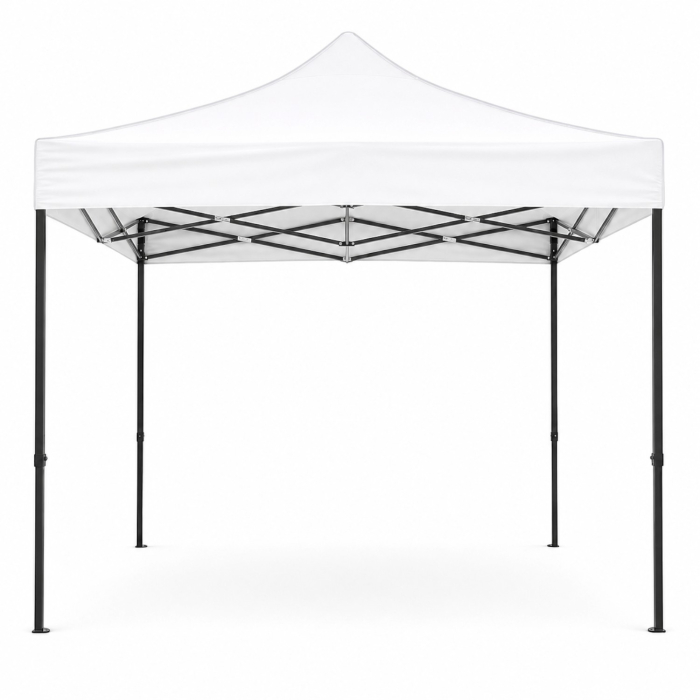 Cort Pavilion 3x3m Alb Pliabil Cadru Metal pentru Curte, Gradina, Evenimente [2]