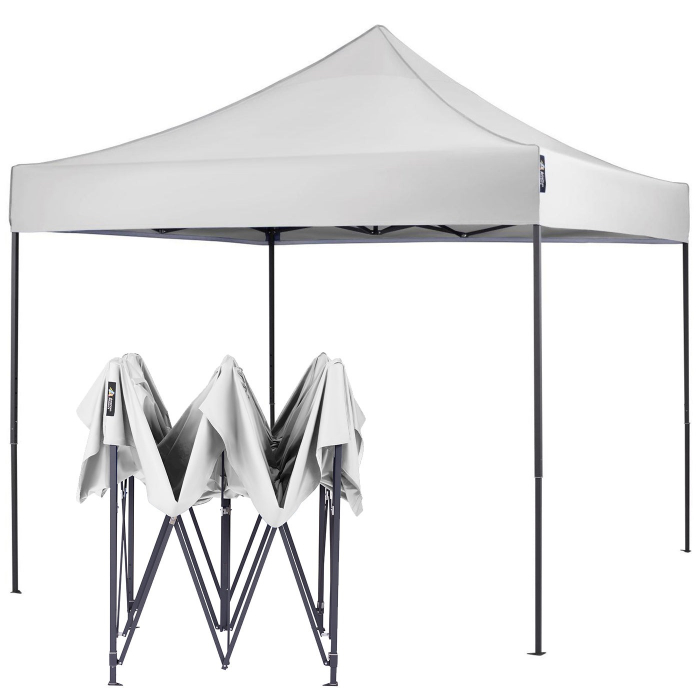 Cort Pavilion 3x3m Alb Pliabil Cadru Metal pentru Curte, Gradina, Evenimente [1]
