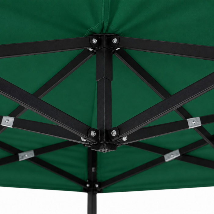 Cort Pavilion 3x3m Verde Pliabil Cadru Metal pentru Curte, Gradina, Evenimente [4]