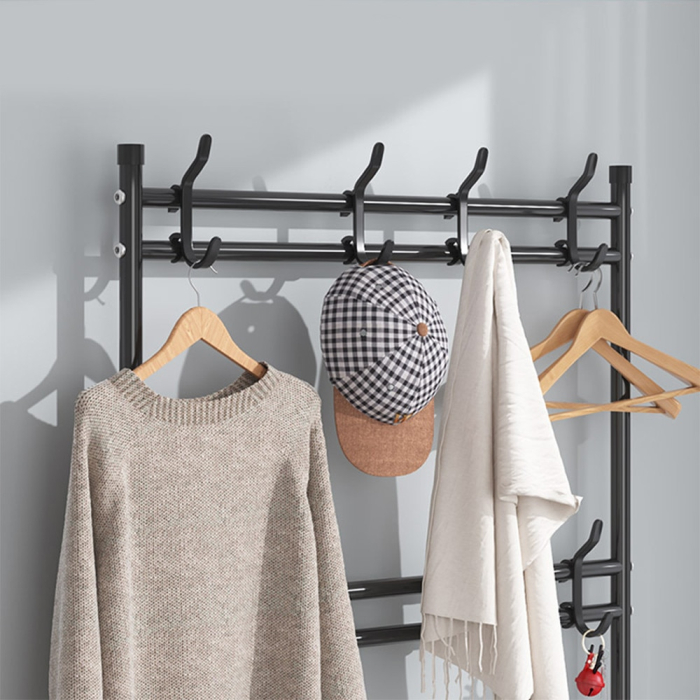 Cuier pentru haine cu suport pantofi, 5 rafturi, 80 x 26 x 170 cm [2]