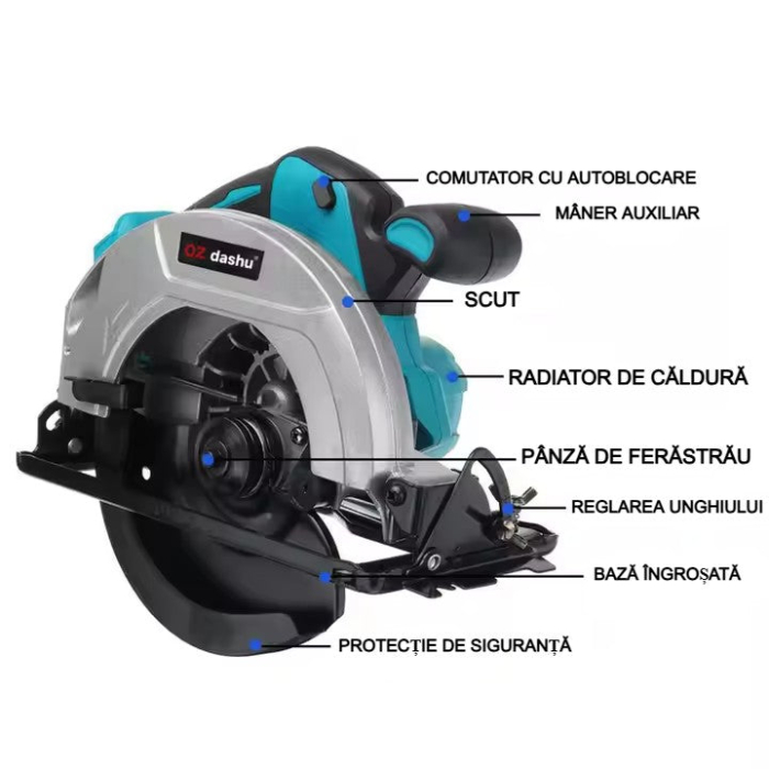 Fierastrau circular cu acumulator, 48 V, 8 Ah, 11.000 Rpm, Diametru disc 185 mm, inclus in pachet, Albastru [4]