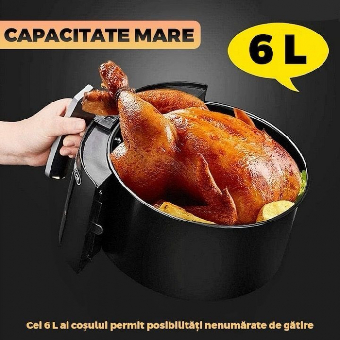 Friteuza cu aer cald fara ulei Air Fryer 7STAR ® , 100 hartii de copt cadou, tehnologie smart sensing, programe smart chef automate, afisaj digital, capacitate 6 L, tehnologie de eliminare a grasimii, [5]