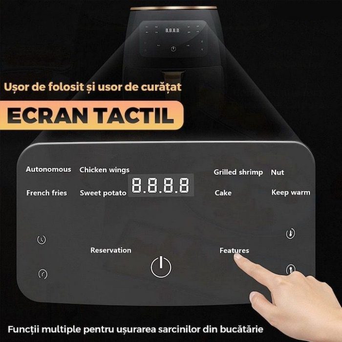 Friteuza cu aer cald fara ulei Air Fryer 7STAR ® , 100 hartii de copt cadou, tehnologie smart sensing, programe smart chef automate, afisaj digital, capacitate 6 L, tehnologie de eliminare a grasimii, [10]