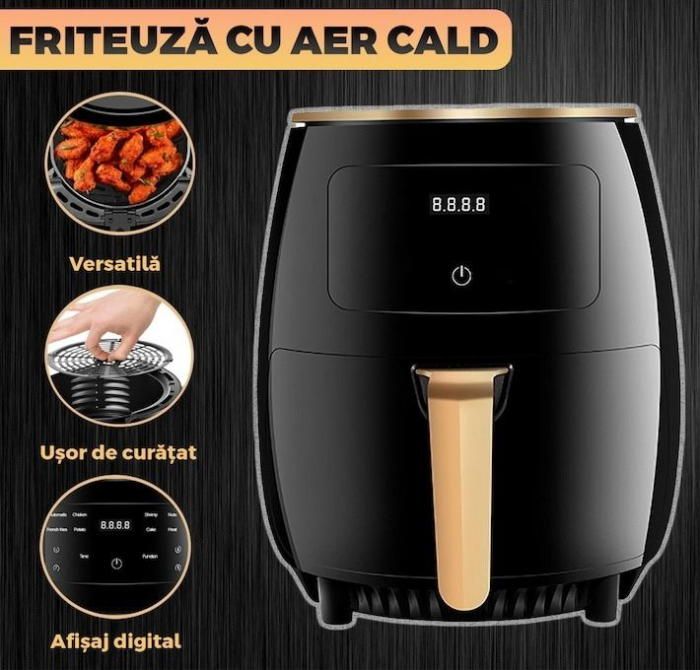 Friteuza cu aer cald fara ulei Air Fryer 7STAR ® , 100 hartii de copt cadou, tehnologie smart sensing, programe smart chef automate, afisaj digital, capacitate 6 L, tehnologie de eliminare a grasimii, [2]