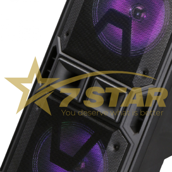 Boxa Activa Profesionala Troler Double XXL 7S-2801 450W, 2 Subwoofere 8 INCH, Mega Bass, Ecran Digital + Joc Lumini, Bluetooth, USB, RadioFM, CADOU Casti Wireless + Stick USB + Microfon si Telecomanda [3]