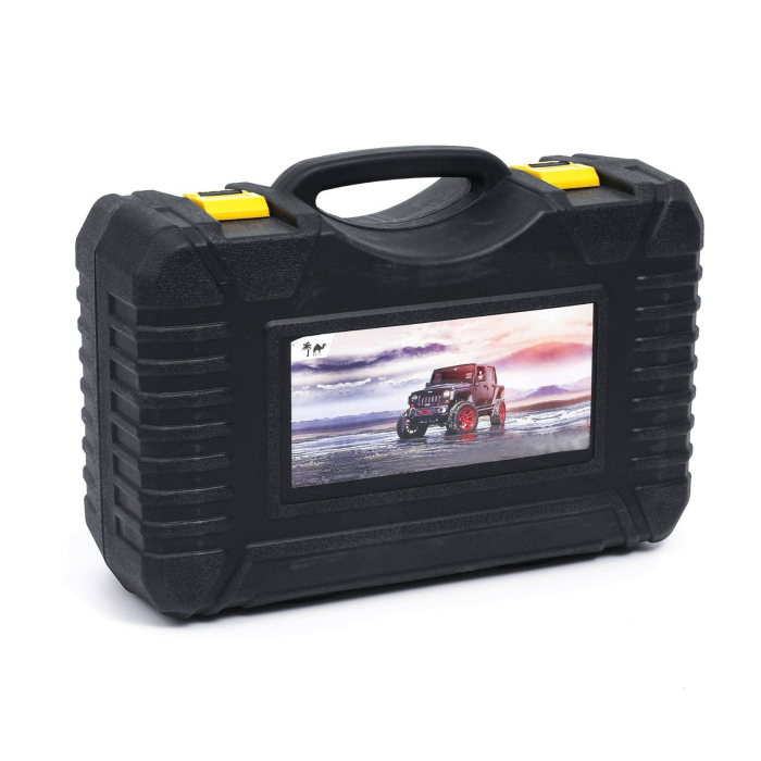 Kit pana auto complet, compresor cu 2 cilindri, 500W, metal, accesorii incluse, alimentare la priza 12V, rezistent la apa, protectie suprasarcina, Galben/Negru [6]