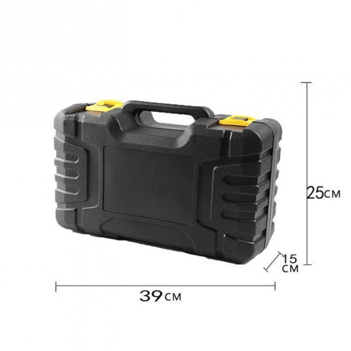 Kit pana auto complet, compresor cu 2 cilindri, 500W, metal, accesorii incluse, alimentare la priza 12V, rezistent la apa, protectie suprasarcina, Galben/Negru [5]
