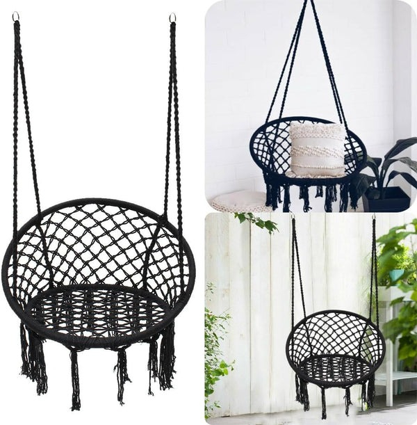 Leagan/balansoar suspendat tip scaun/hamac, diametru 80 cm, sarcina maxima 120kg, cadru metalic, pentru casa, gradina si veranda [5]