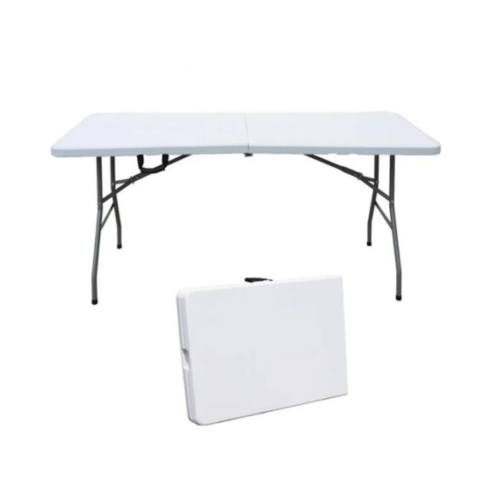 Masa pliabila, de gradina, cadru otel, 180x70x74, alba [2]