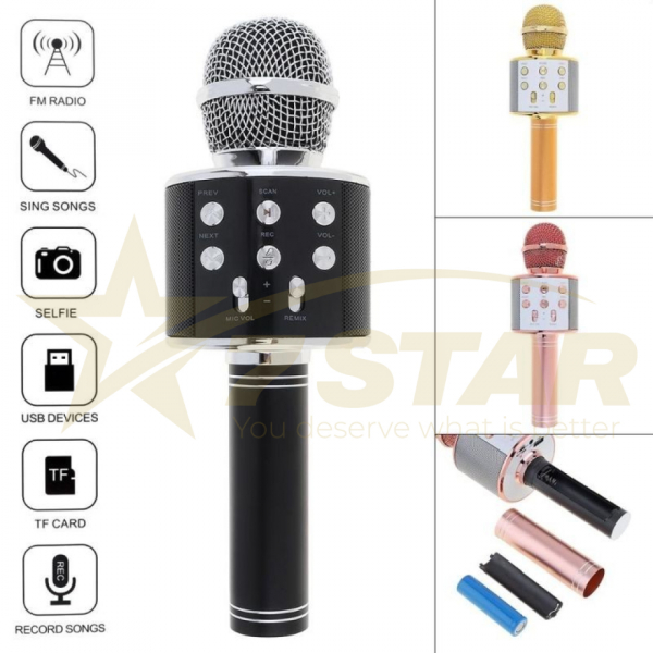 Microfon Profesional Wireless Karaoke cu Bluetooth, DIFUZOR, RADIO FM, USB TF, INREGISTRARE SUNET, ACUMULATOR [2]