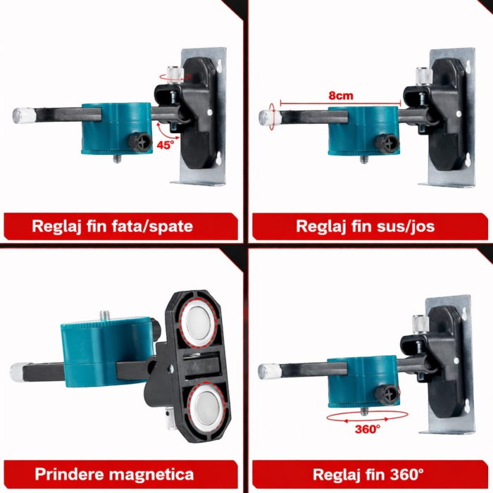 Nivela laser 4D 7STAR ®, 16 linii, auto-nivelare, alimentare USB, 2 baterii, inaltime ajustabila 1.2M [8]
