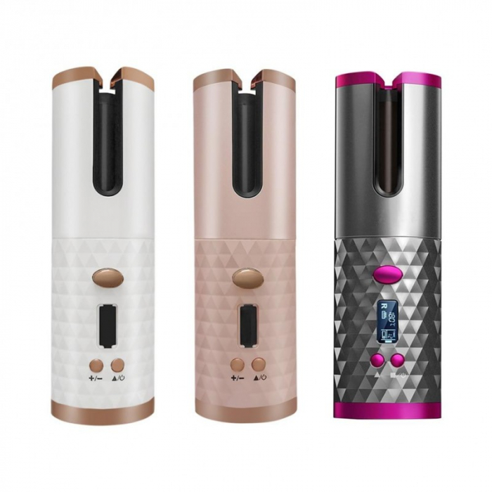 Ondulator de par automat wireless ( fara fir ), 150 - 200 °C, 6 setari de temperatura si timp, afisaj LCD, baterie incorporata, incarcare USB, functie PowerBank ( incarcare telefon ) [3]