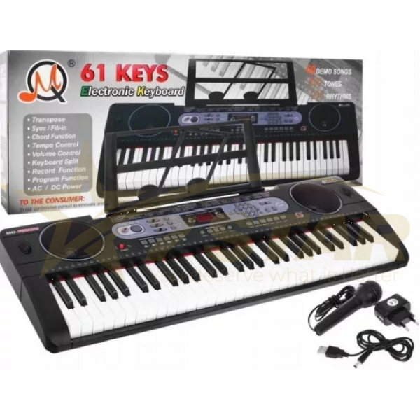 Orga Electronica 61 De Clape cu Bluetooth, Radio FM, USB, Cadou Microfon, 60 Melodii Demo, 200 Tonuri, 200 Ritmuri, Ecran LCD [2]