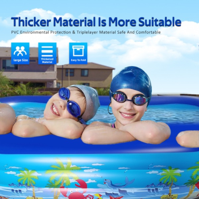 Piscina gonflabila familiala din PVC rezistent, 180x125x54 cm, 3 inele, design tropical, pentru curte si gradina [5]