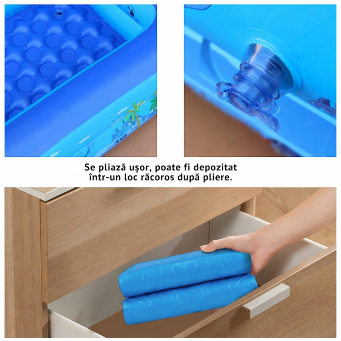Piscina gonflabila XXL din PVC rezistent, 290x172x54 cm, 3 inele, design tropical, pentru curte si gradina [4]