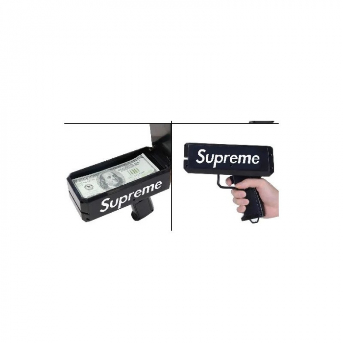 Pistol SUPREME de aruncat bani sau pliante, pentru petreceri si aniversari, 100 de bancnote incluse, negru [3]