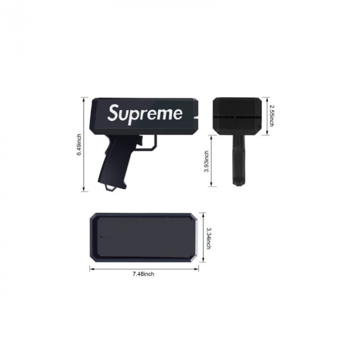 Pistol SUPREME de aruncat bani sau pliante, pentru petreceri si aniversari, 100 de bancnote incluse, negru [4]