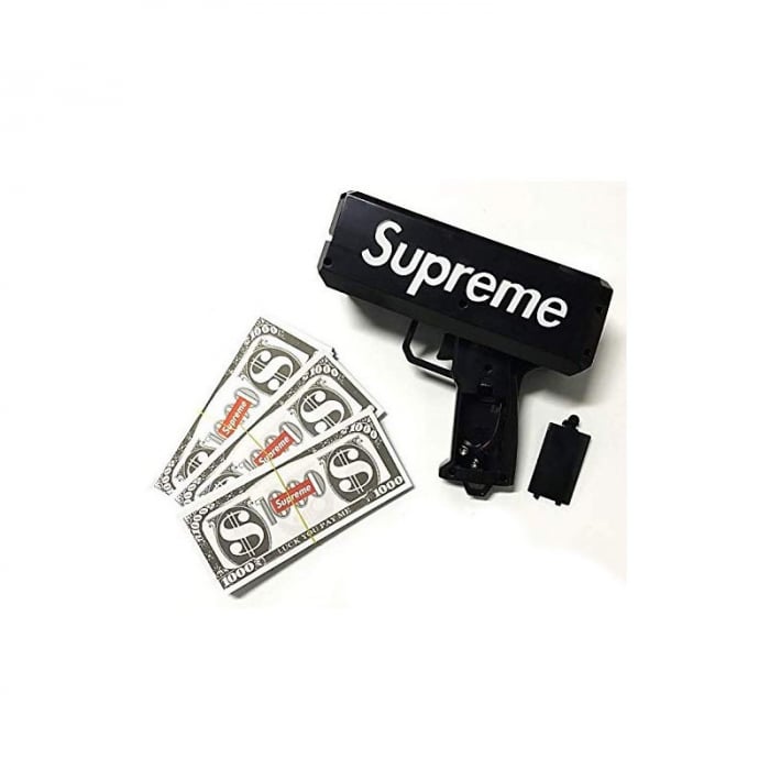 Pistol SUPREME de aruncat bani sau pliante, pentru petreceri si aniversari, 100 de bancnote incluse, negru [5]