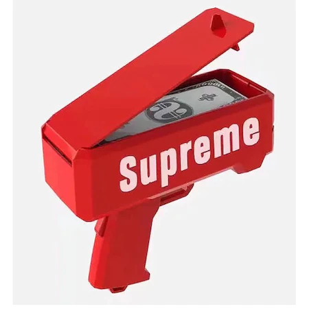 Pistol SUPREME de aruncat bani sau pliante, pentru petreceri si aniversari, 100 de bancnote incluse, rosu [2]