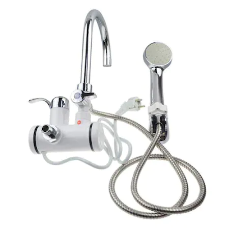 Robinet electric cu Dus/Furtun + Para, incalzire instantanee a apei, afisaj LCD al temperaturii, putere 3KW, debit 1.5L/min prindere pe perete, Alb [2]