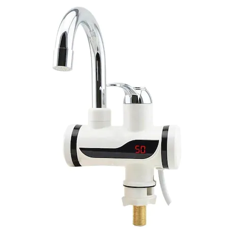 Robinet electric cu incalzire instantanee a apei, putere 3KW, afisaj LCD al temperaturii, cu montare pe chiuveta, debit 1.5L/min, Alb [2]