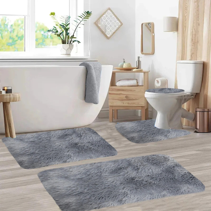 Set 4 covorase baie, plus, antiderapant, absorbant, bej, 40x80x60x50x38cm [3]