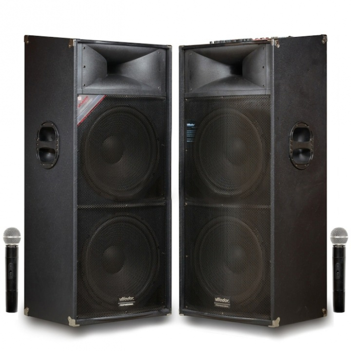 Set Boxe Active Profesionale 7S-2025 1000W, Statie Profesionala Incorporata, 4 Difuzoare 15 INCH, 2 Microfoane Profesionale Wireless, Bluetooth, USB, RadioFM, Garantie 3 Ani [2]