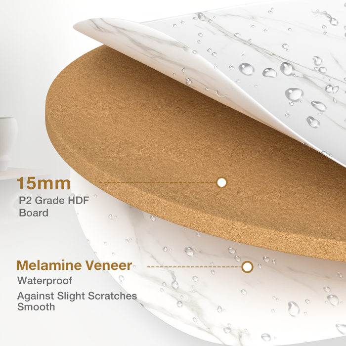 Set de 2 masute de cafea tip "Nesting", design rotund, masute laterale moderne pentru dormitor si sufragerie, Alb/Auriu [8]