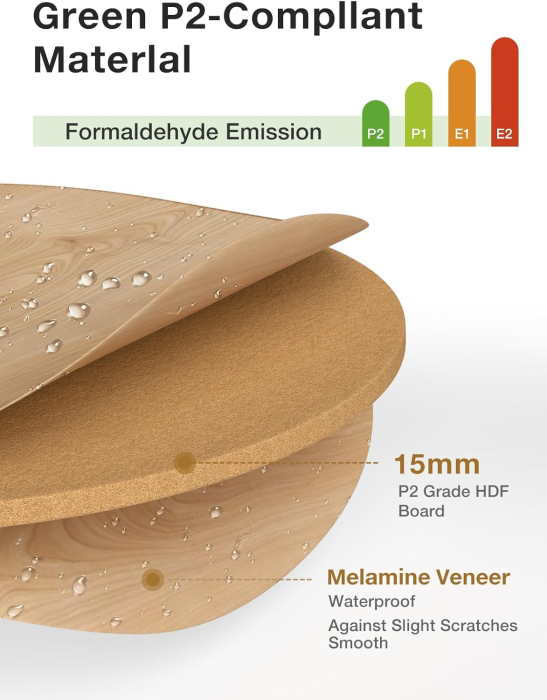 Set de 2 masute de cafea tip "Nesting", design rotund, masute laterale moderne pentru dormitor si sufragerie, Bej/Negru [4]