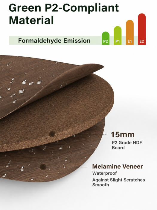 Set de 2 masute de cafea tip "Nesting", design rotund, masute laterale moderne pentru dormitor si sufragerie, Maro/Negru [4]