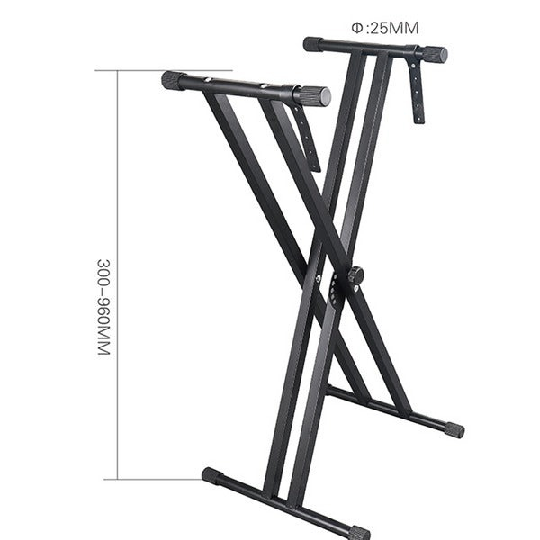 Suport Orga Dublu X Reglabil, 5 Trepte, 65–100cm, Antialunecare, Negru, Sarcina Maxima 60kg [4]