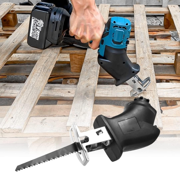 Bormasina fara fir 6 in 1, drujba cu lant interschimbabil, fierastrau sabie, surubelnita, cap de slefuire, lopata, cap multifunctional cu adaptor USB,  2 acumulatori 48V si incarcator, trusa multifunc [5]