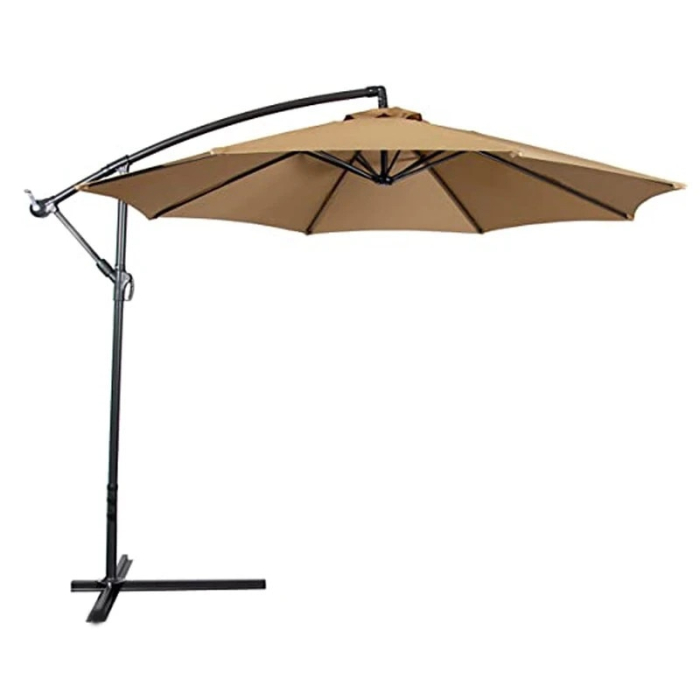 Umbrela de gradina diametru 300 cm, impermeabila, unghi inclinare reglabil, cadru otel, suport inclus, Bej [5]